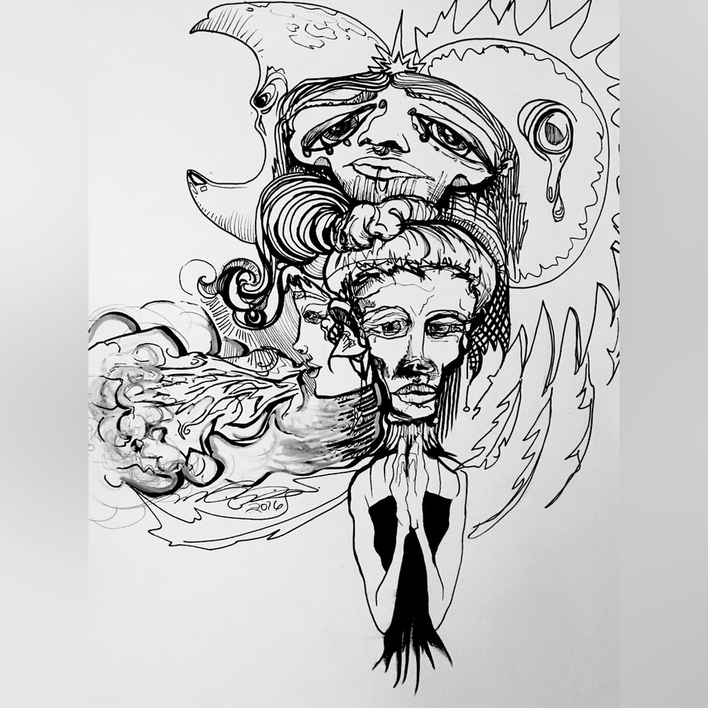 Original ink drawing -ask about framing- 11x114” signed ooak illustration art